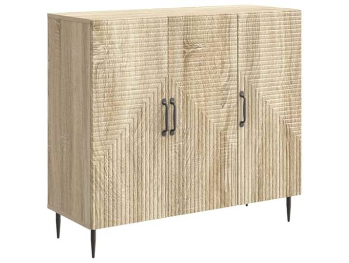 Coespram Sideboard Sonoma-Eiche 89x34,5x80 cm Kommode mit 3 Türen Vielseitiger Beistellschrank in Sonoma-Eiche Optik für Wohnzimmer und Esszimmer mit 3 praktischen Schwenktüren.
