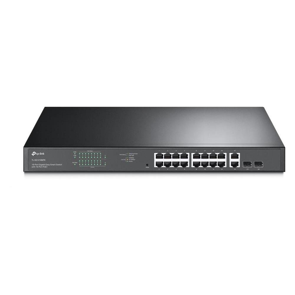 TP-Link TL-SG1218MPE 16-Port-Gigabit PoE Switch Easy Smart Managed, 16 PoE+-Ports mit 250 W, 2 × Nic (18 Ports) (TL-SG1218MPE)