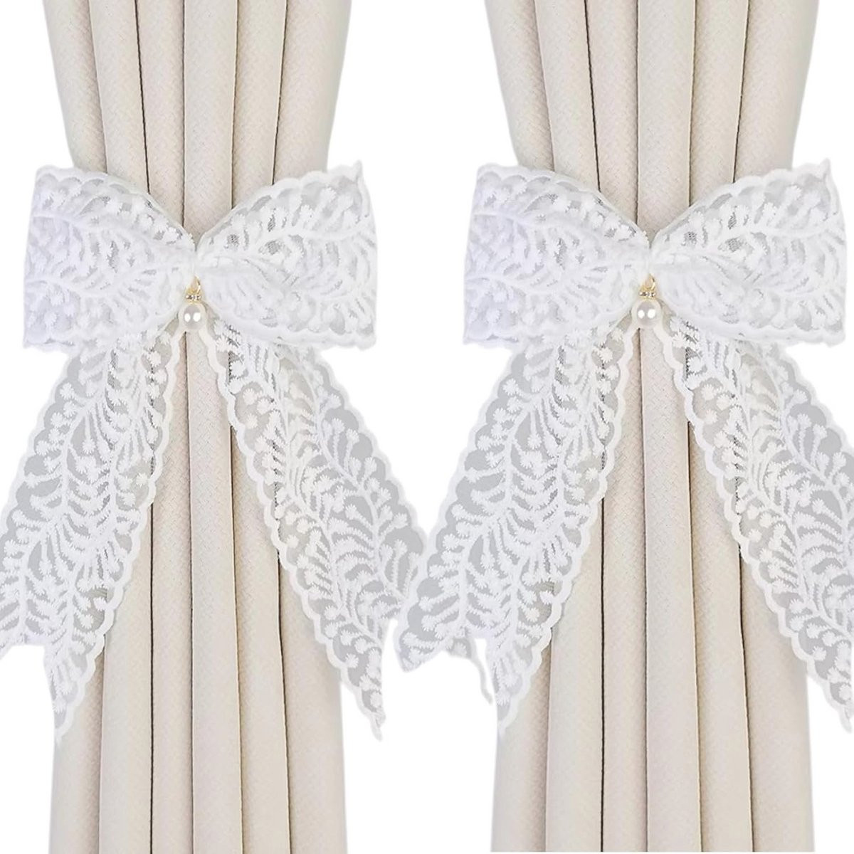 Set van 2 Verstelbare Gordijnhouders met Strik voor Elegante Decoratie