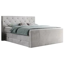 BOXSPRINGBETT KING VELEN 120/200 Hellgrau Velvet - H3