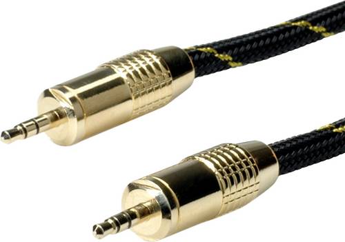 Roline 11.09.4283 Klinke Audio Anschlusskabel [1x Klinkenstecker 3.5mm - 1x Klinkenstecker 3.5 mm] 2.50m Schwarz/Gold Geschirmt