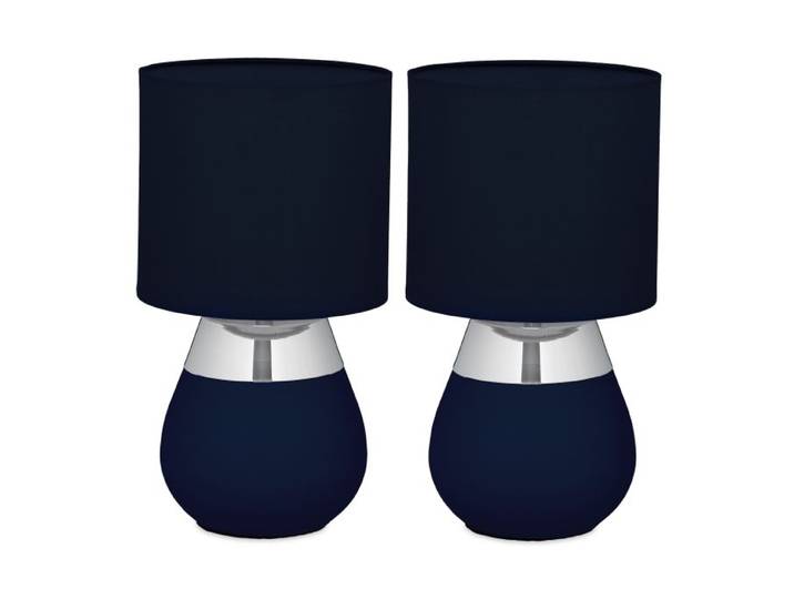 Relaxdays Tischlampe mit Stoffschirm 2er Set