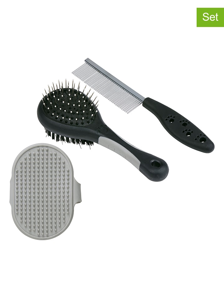 Edco 3tlg. Fellpflege-Set in Grau - onesize