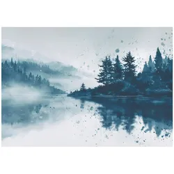 FOTOTAPETE Wald See Blau 350x250 cm