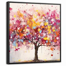 LEINWAND Bilder mit Rahmen - Aquarell - Baum - Kunst - Abstrakt - 50x50