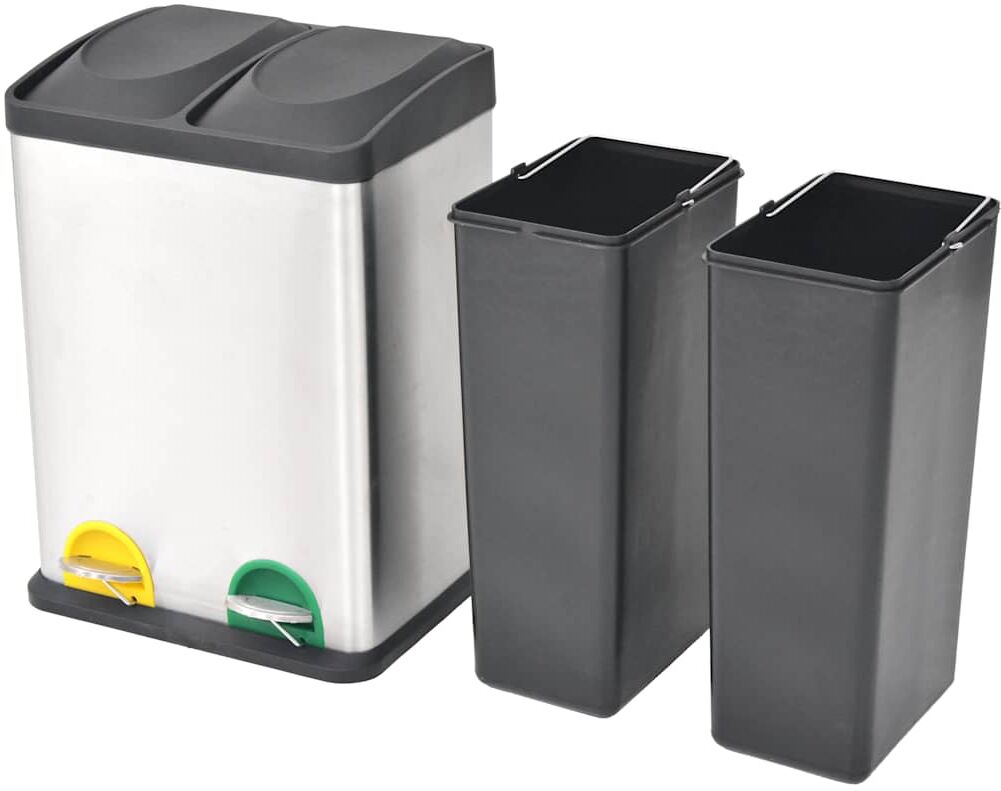 vidaXL Poubelle à ordures Acier inoxydable 36 L