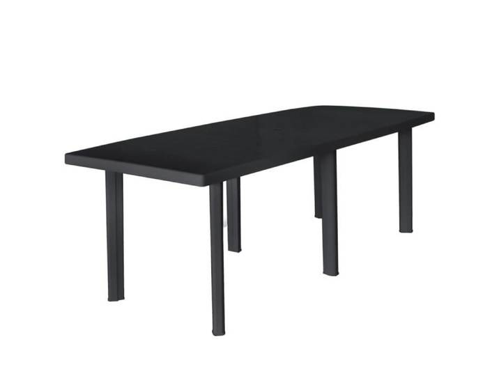 Table de jardin - QHCELLU - Anthracite - Résistance aux intempéries - Avec trou pour parasol