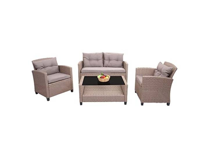 Mendler XXL Poly-Rattan Garnitur HWC-F10 Spun Poly - grau-braun