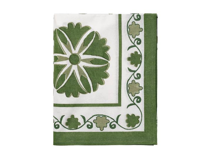 Pick a Poppy Suzani nappe Green, 350x150 cm