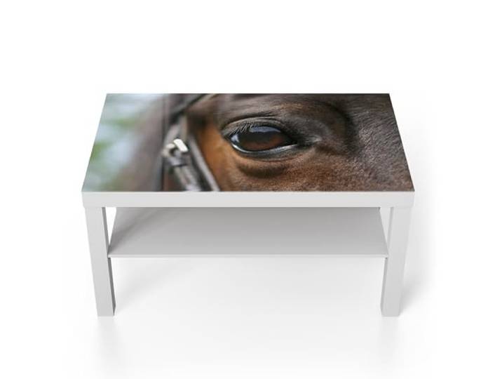 DEQORI Glastisch weiß groß 90x50 cm Motiv Blick der Verbundenheit ausgefallener Beistelltisch aus Glas Hochglanz Couchtisch fürs Wohnzimmer moderner Couch Tisch mit Design