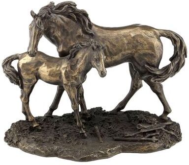 Veronese Design 7.28 in L Mare and Foal Bronze Figurine Poly Resin