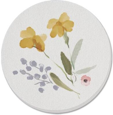 CounterArt "Yellow Flowers 4 Pack Absorbent Stone Coaster with Protective Cork Backing Made in The USA 4"" Round, Easily Wipes Clean"