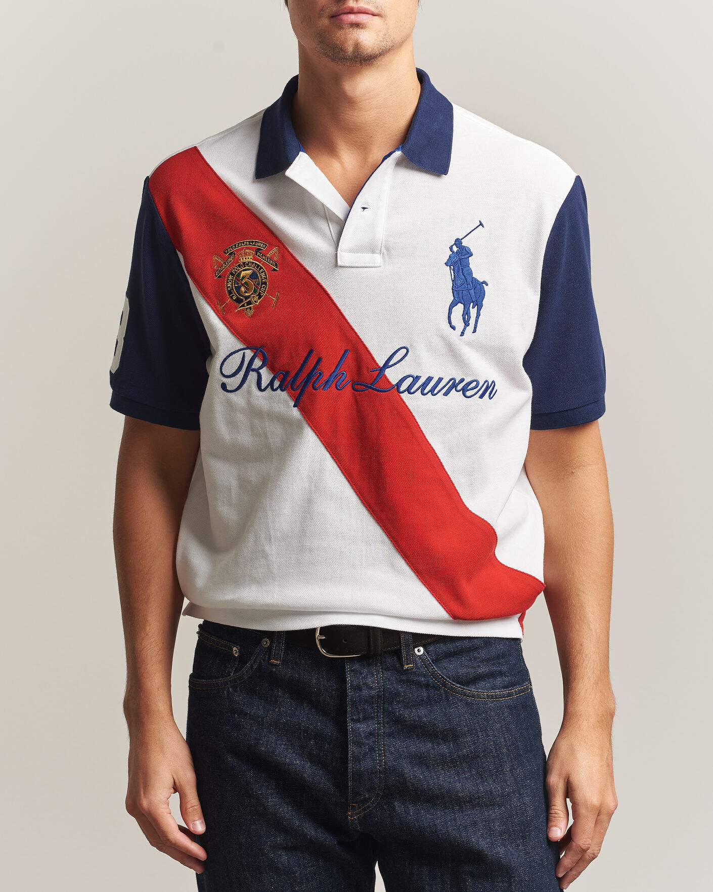 Polo Ralph Lauren Classic Fit Diagonal Stripe Polo White men XXL Hvid
