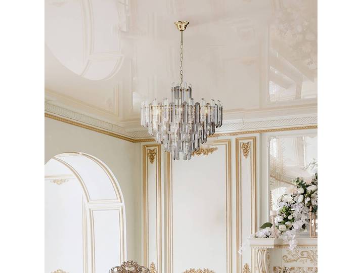 Suspension Flare Ø 61cm Doré 8 Verre cristal / Métal mixte E14