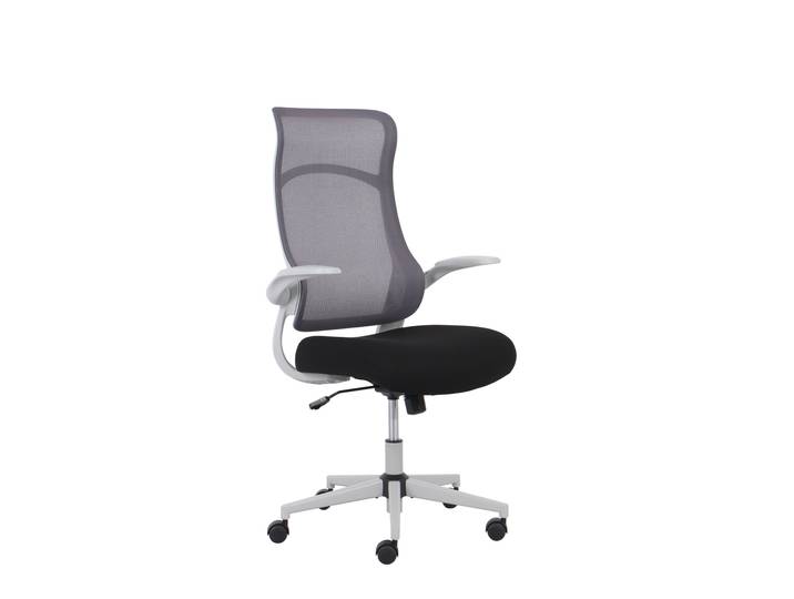 Bürostuhl GOODPRODUCT Toico, Design-Schreibtischstuhl , grau (grau, schwarz, grau, schwarz), B:67,5cm H:120cm T:73cm, Stühle, Bürostuhl, ergonomische Rückenlehne, Lendenwirbelstütze & klappbaren Armlehnen