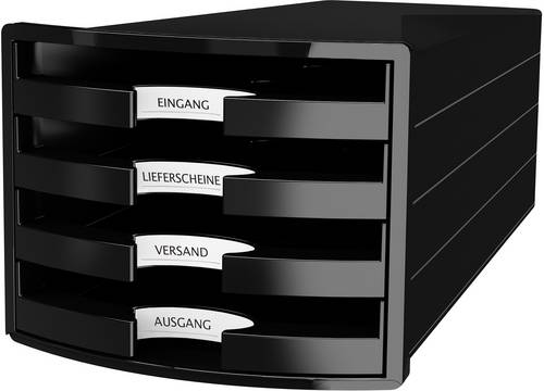 HAN Schubladenbox IMPULS 1013-13 DIN A4/C4 4Fächer offen sw