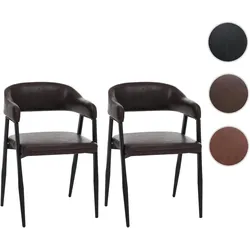 Einzelst�ck | 2er-Set Esszimmerstuhl HWC-P29, Küchenstuhl Lehnstuhl Polsterstuhl, Industrial Retro Vintage Kunstleder ~ dunkelbraun