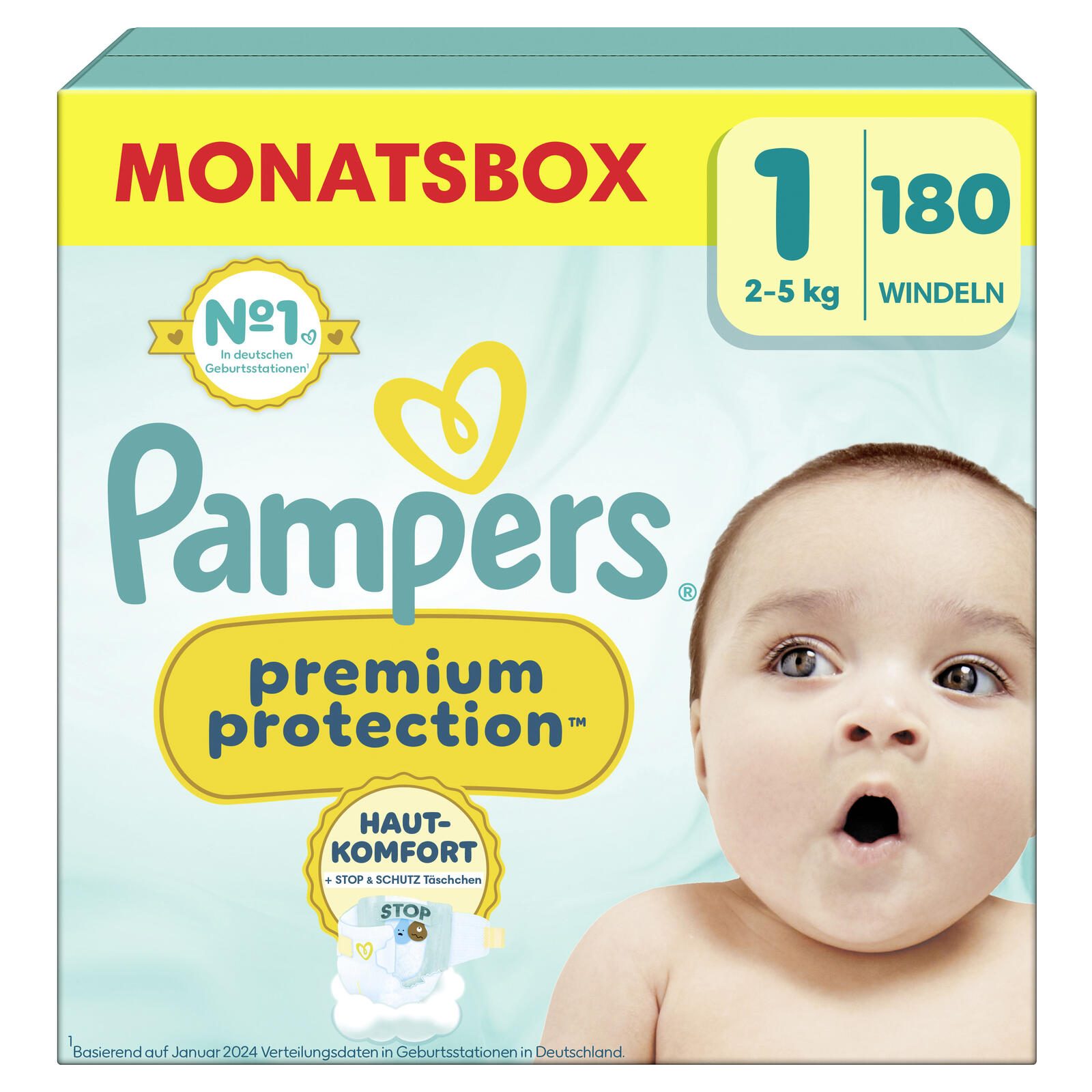 Pampers® Windeln Premium Protection Größe 1 (2-5kg) für Neugeborene (0-3 Monate) 8006540705513