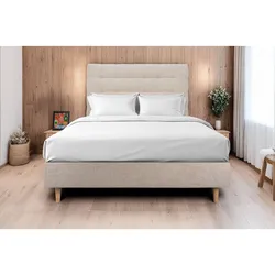 KOPFTEIL gepolstert - Gesteppt – Beigebrauner Stoff - 140 cm