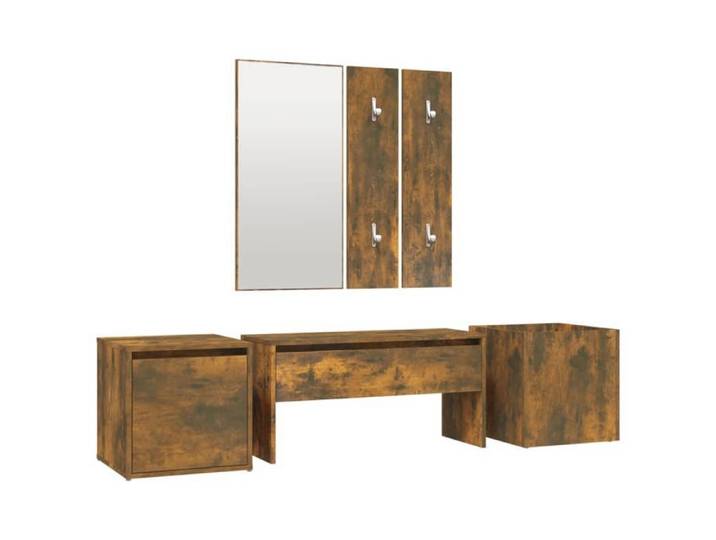 SALE 2025 Banquette coffre couloir/ Ensemble de meubles de couloir - Chêne fumé - bois d'ingénierie Chill197367