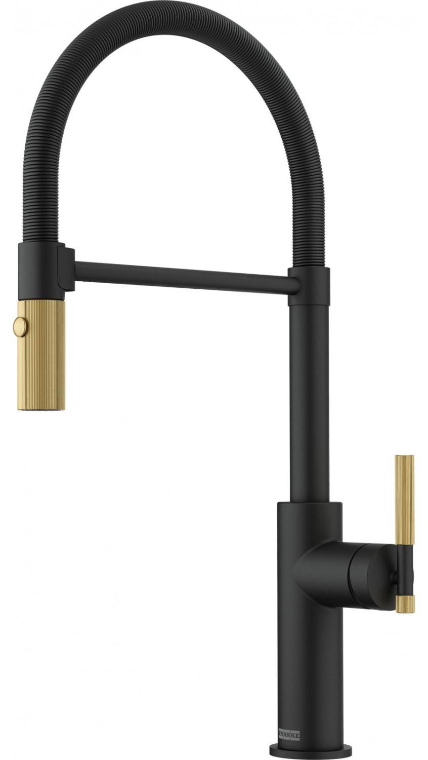Franke Maris Stripes Vertikale Küchenarmatur Schwarz-Gold/Altgold 115.0747.679