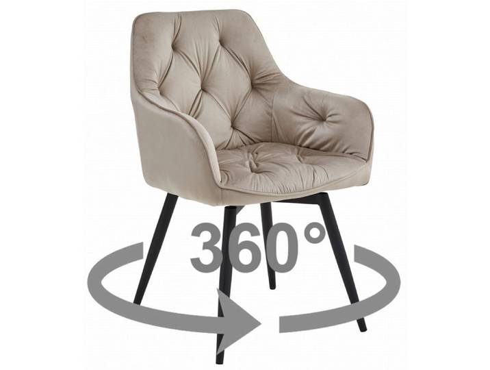 Fauteuil pivotant Jork 360 en velours beige foncé - Réf. VK8681847484028