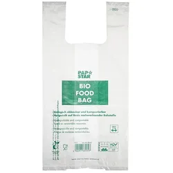 Papstar 1000 Hemdchen-Tragetaschen, Bio-Folie 55 cm x 28 cm x 20 cm transparent Knotenbeutel auf Rolle