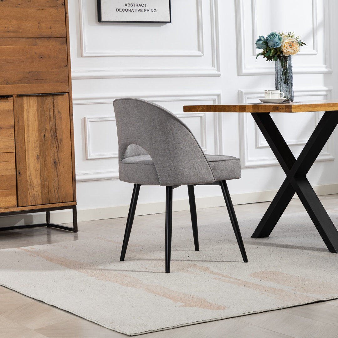 George Oliver 48cm H Polyester Upholstered Metal Upholstered Back Accent Grey 78cm H X 48cm W X 51.5cm D