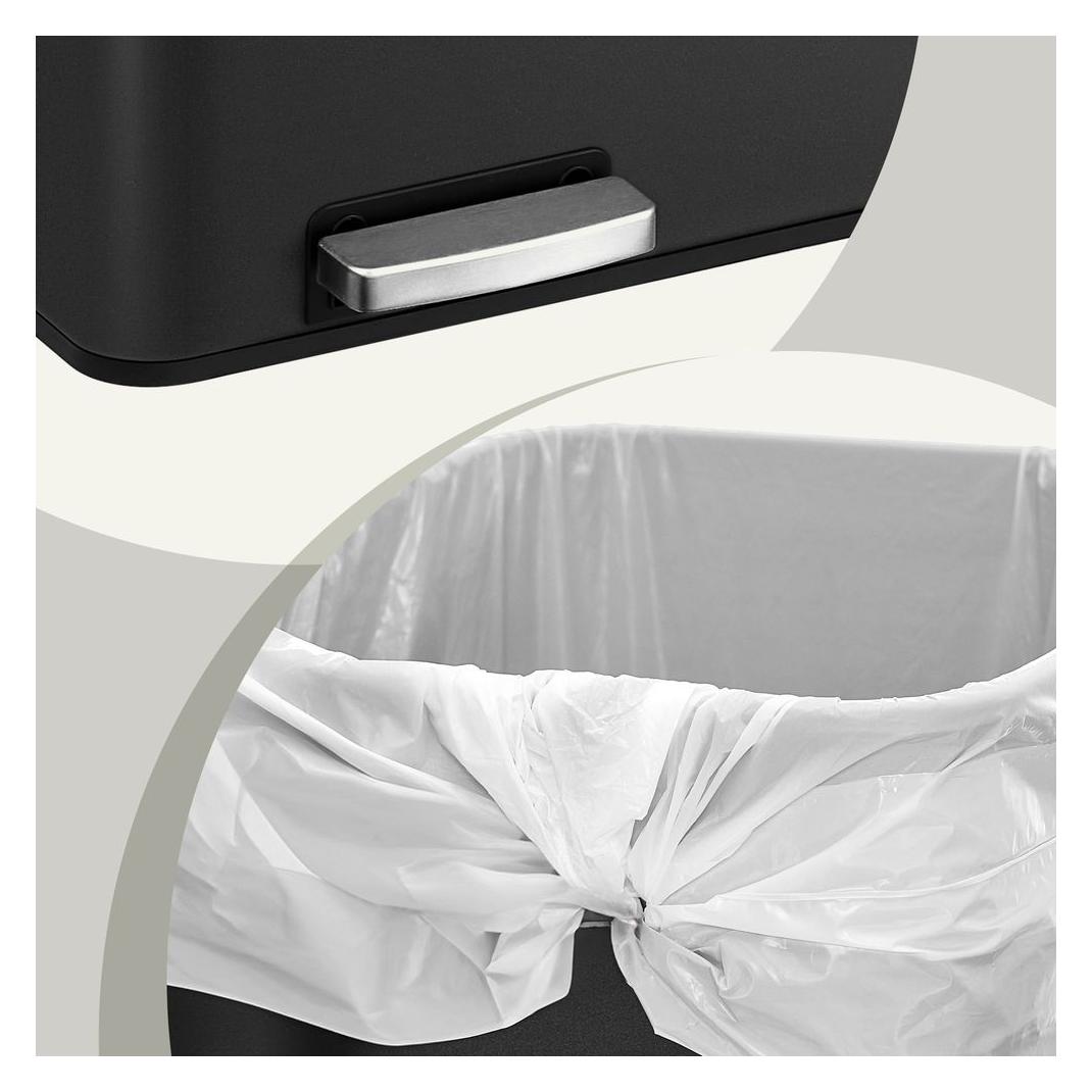 Songmics Treteimer 2 x 30 L, Schwarz, Fassungsvermögen: 60 (60 l) (LTB60BK)