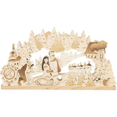 LED Schwibbogen SAICO ORIGINAL "3D-Lichterbogen "DEFA-Schneewittchen", beige (natur), B:52cm H:32cm T:6cm, Holz teilmassiv, Schwibbögen, 52 x 32 x 6 cm
