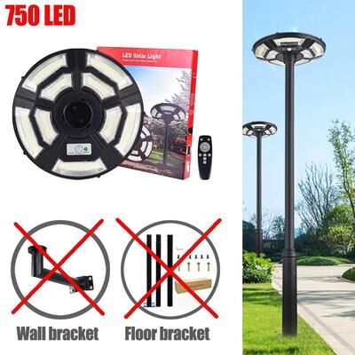 Inspired Finds Solar UFO Outdoor Motion Sensor Street Lamp With Remote Waterproof LED Garden Light 750 Led Light