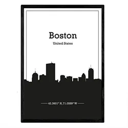 POSTER Boston Skyline A4 Rahmenlos