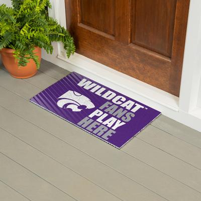 Evergreen "28 in. x 16 in. Kansas State University ""Fans Play Here"" PVC Door Mat"