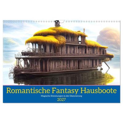 Romantische Fantasy Hausboote Magische Stimmungen in der Dämmerung (Wandkalender 2027 DIN A3 quer), CALVENDO Monatskalender