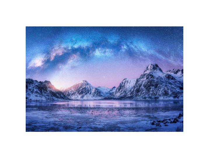 Leinwandbild 120/80 cm rechteckig Blau, Pink Landschaft und Natur