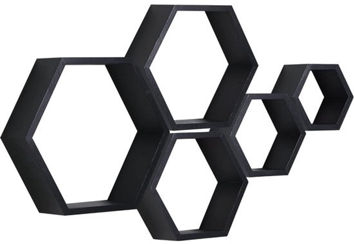 Set van 5 Zeshoekige Zwevende Wandplanken voor Wanddecoratie