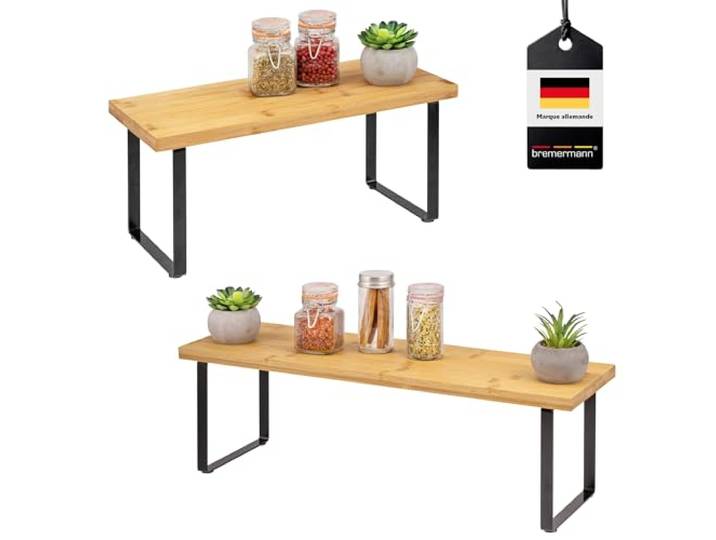 bremermann Lot de 2 étagères à épices en bambou 36/50 cm (noir)