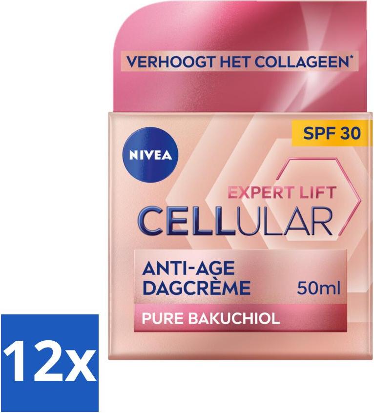 NIVEA - CELLular Expert Lift Tagescreme - Anti-Aging Creme - LSF 30 - Für jeden Hauttyp - Mit Bakuchiol & Hyaluronsäure - 50 ml - Vorteilspack - 12 Stücke
