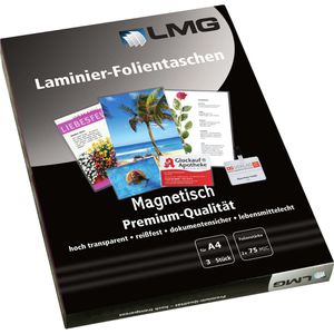 LMG Laminierfolien DIN A4, 75 mic, glänzend, magnetisch, 3 Stück