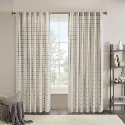 Kodotan sofa "Plaid Rod Pocket and Back Tab Curtain Panel with Fleece Lining Natural 50x95"""
