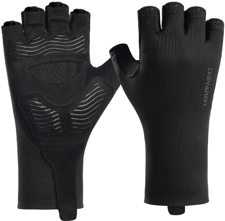 INF Fahrradhandschuhe Halbfinger Atmungsaktives Mesh mit 5mm SBR-Handflächenpolster, Anti-Rutsch Leicht für Radfahren und M Schwarz