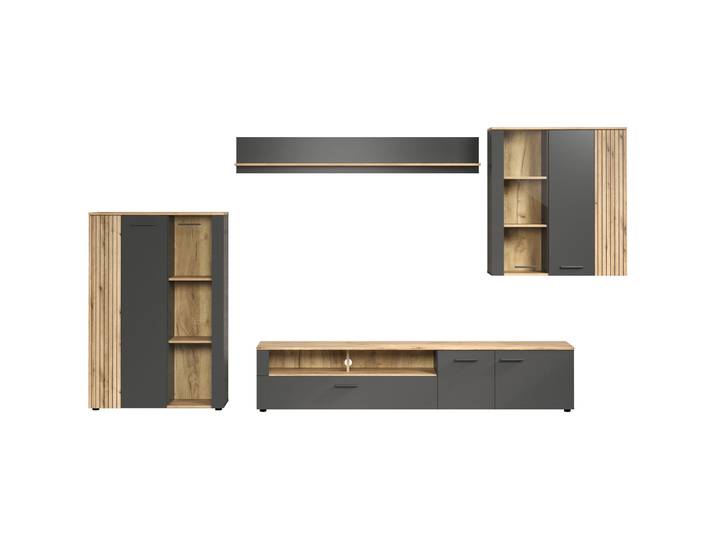 Baldwin Wohnwand anthrazit - Material: Holzwerkstoff - 88