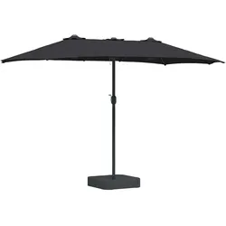 Helloshop26 - Moderne klappbare Garten-Sonnenschirm 385 x 209 x 244 cm langlebig und ästhetisch aus schwarzem Polyester