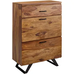 KADIMA DESIGN Kommode Sheesham, 80x120x41,5 cm, Highboard, Metallgestell, 3 Schubladen