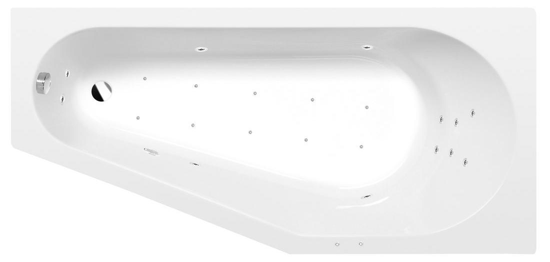 Polysan PROJEKTA R Whirlpool-Badewanne, 160x80x44cm, Attraction Hydro-Air, Chrom