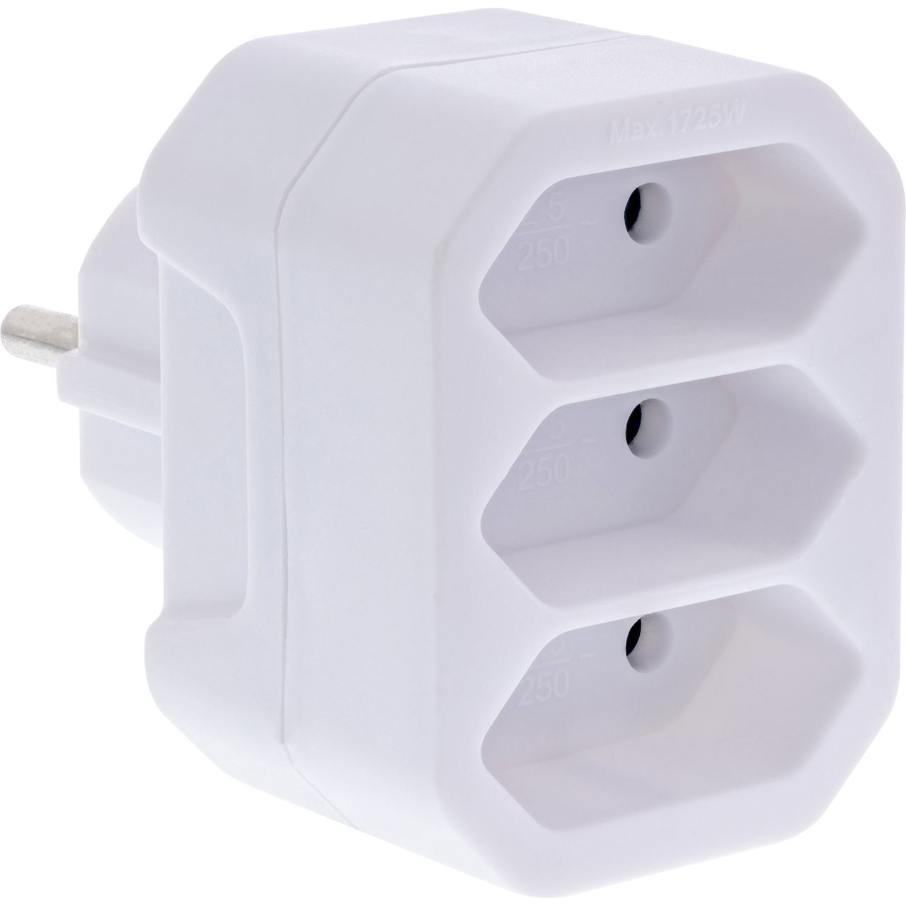 0.00m InLine Steckdosenadapter Schutzkontakt Weiß 3 (16471A)