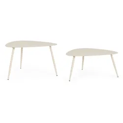 Gartencouchtisch-Set Yvonne aus Metall, modern, dreieckiges Design, champagnerfarben, 2er-Set