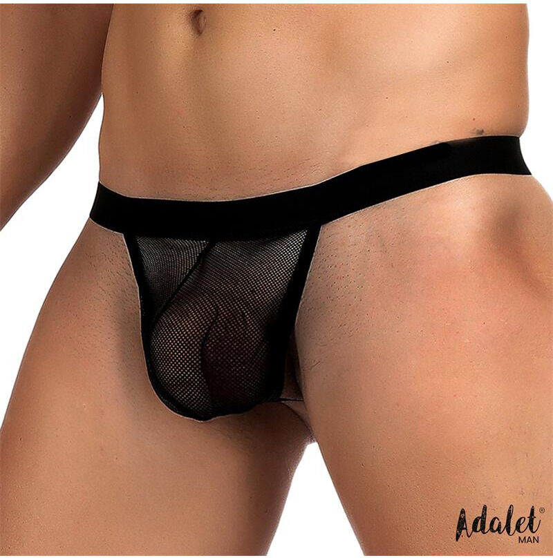 ADALET MAN Titan Tanga de Rejilla Taille Unique Noir