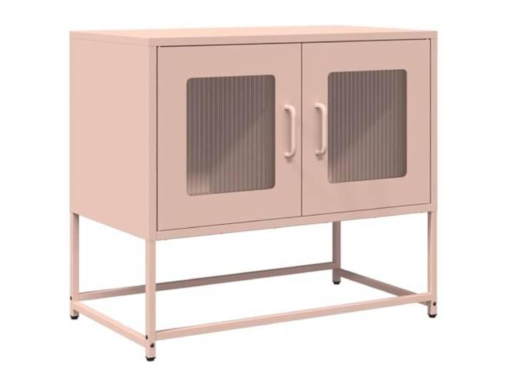 KUPTYERFG TV Lowboard Rosa, 68x39x60,5 cm Stahl Metall TV-Schrank Vielseitiges Metall-Sideboard in Rosa mit Griffen für Schlafzimmer, Flur und Büro. Inklusive Wandhalterung.