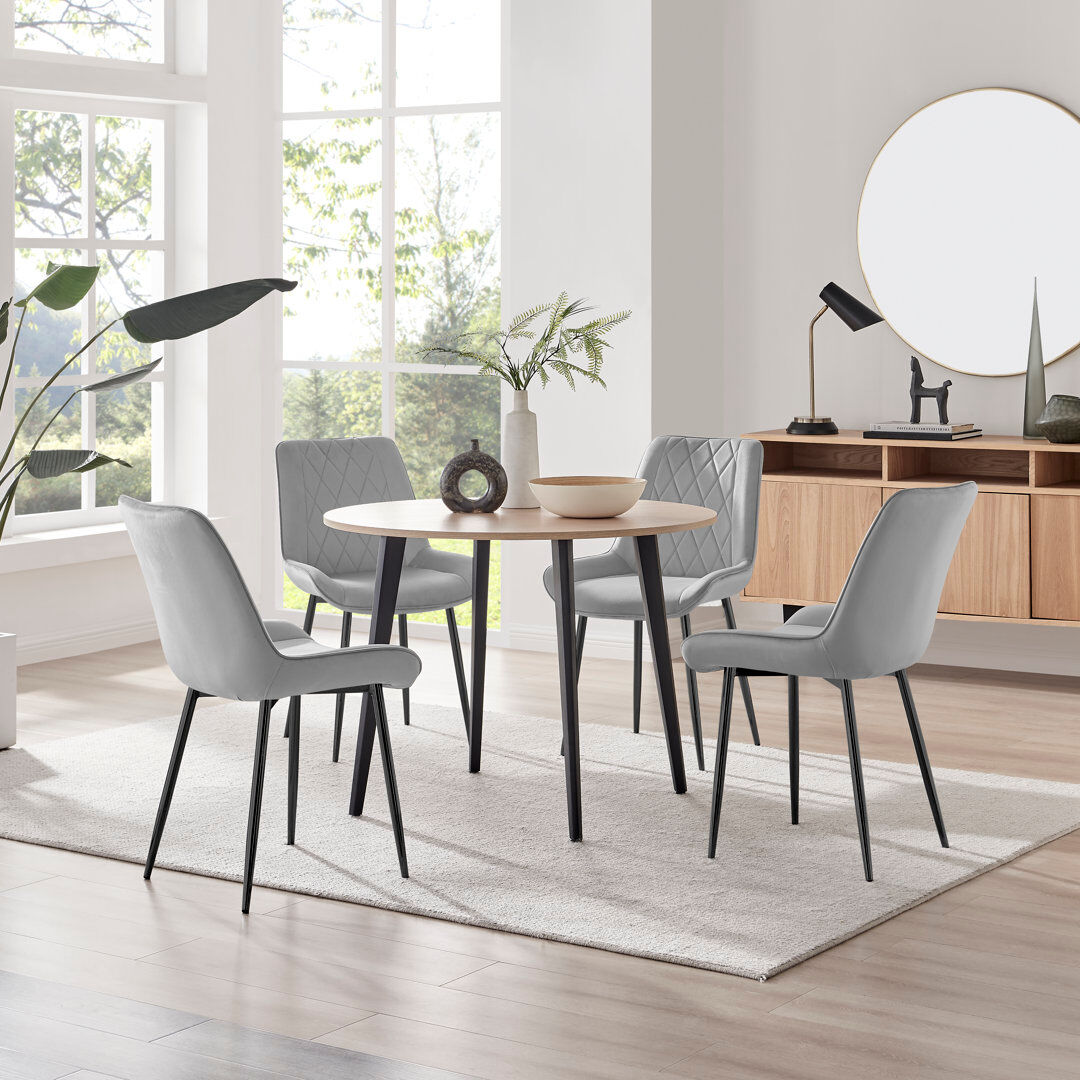 Canora Grey Betsab 4 -Person Dining Set Oak/Black/Grey 4